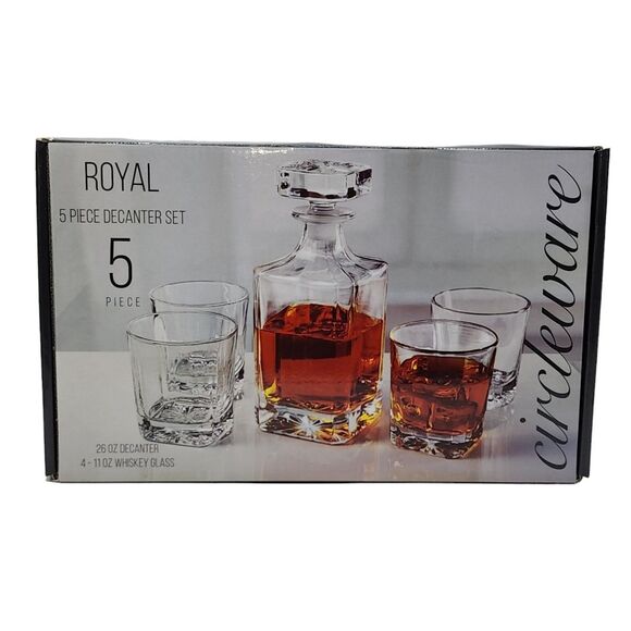 Circleware Royal Whiskey Decanter Set of 5pc 26oz - Picture 9 of 10